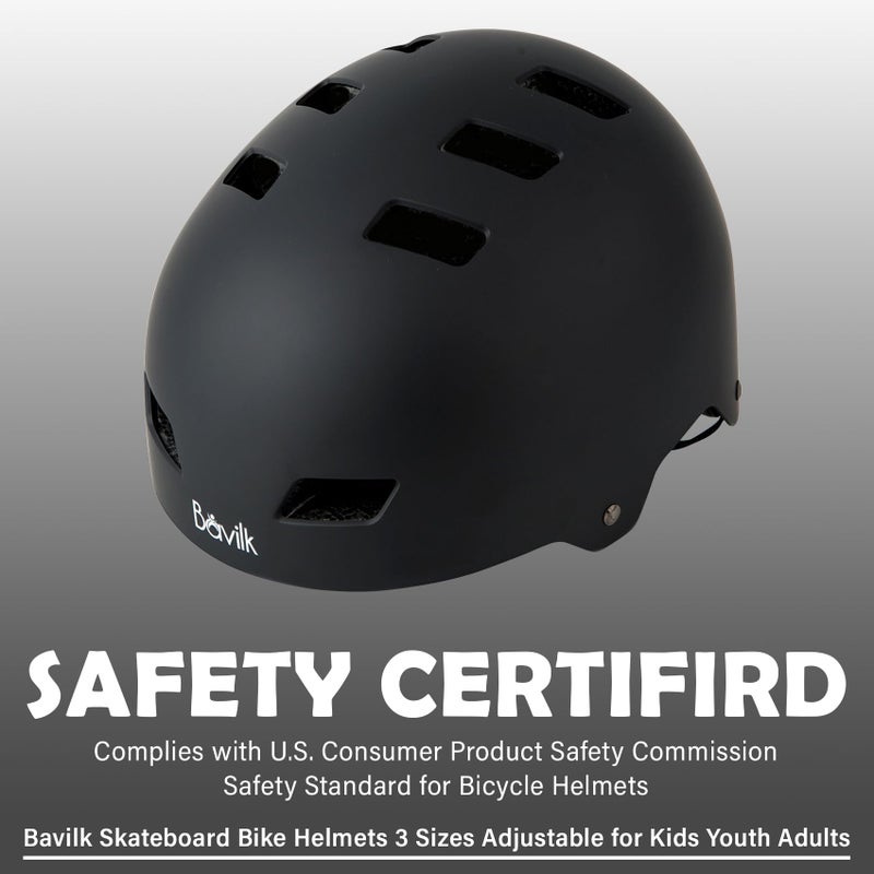 Bavilk Bike Helmet 3 Sizes for Teenager Kids Youth Adults,Bavilk Skateboard Helmet Adjustable Multi-Sport Bicycle Cycling Scooter Roller Skate Inline Skating Rollerblading for Girls Boys Women Men Teen - Image 2